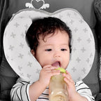 KAKIBLIN Baby Neck Pillow for Head, 2 in 1 Travel Pillow Baby Car Seat Head Support Banana Neck Pillows for Infants Small Boys and Girls,Support for Stroller, Grey Cross