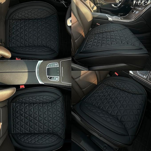 2 Pack Leather Front Car Seat Cover Bottom Only, Anti-Slip Padding Seat Cushion, Full Wrap Seat Protector with Storage Function Universal Fit for Most Cars, SUV, Pick-up Trucks (Black)