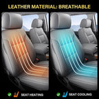 Coverado Silverado Seat Covers Full Set, Faux Leather Car Seat Covers Fit for Chevy Silverado GMC Sierra 2007-2013 & 2019-2026 1500, 2020-2026 2500HD 3500HD Crew Double Extended Cab(Gray)