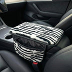 Plush ZebraPrint Car Center Console Cover with Side Pockets, Fluffy Armrest Cushion Pad,Soft Zebra Car Interior Decorations Accessories with Storage for Women,Universal Fit for Vehicles SUV Truck