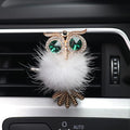 HungMieh 1PCS Bling Car Accessories for Women, Rhinestone Car Décor Interior, Car Charm Air Vent Clip with Pads for Fragrance (Owl White)