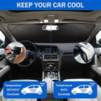 Car Windshield Sun Shade, Funny Eyes Sun Visor for Car Windshield, Wear-Resistant Black Tape, Foldable 59‘’x27.5‘’/63''x31.5''