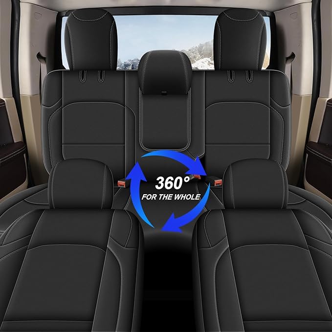 Custom Fit Seat Covers for Jeep Wrangler 4 Door JL: Unlimited Sahara Rubicon 392 Freedom Altitude Islande 2018 2019 2020 2021 2022 2023 2024 with Rear Cup Holder,Faux Leather,Black (Not for 4XE)