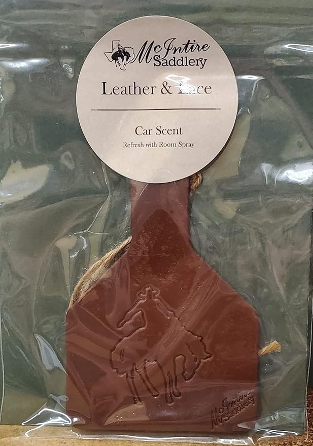 McIntire Saddlery Ear Tag Car Air Freshener and Room Spray - Leather & Lace