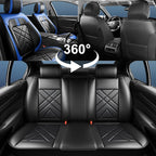 CX-7 Car Seat Covers Fit for Mazda CX-7 2007-2012, Full Coverage Premium Leather Waterproof Breathable Seat Covers Automotive Seat Protectors, Airbag Compatible(Full Set Seats, Black-Blue)