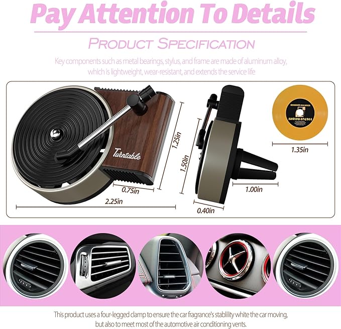 Personalized Custom Car Air Freshener, Double Sided Custom Photo, Record Player Shaped Fragrance Vent Clip, Unique and Cute Car Interior (Customize, Hanging B)