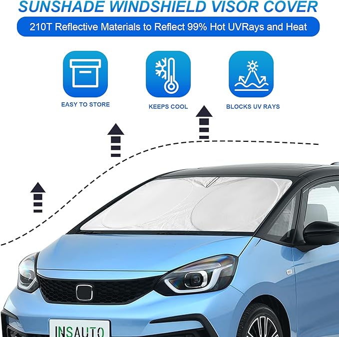 INSAUTO for RAV4 Car Windshield Cover, Windshield Sun Shades Foldable Sunshade for Toyota RAV4 2013-2023 SUV Crossover Front Window Custom Fit Sun Visor Heatshield Protector Car Accessories