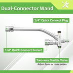 Foam Cannon Dual Connector Accessory for Pressure Washer, Double Tip Attachment Soap Cannon with Replacement Adapter for Portland Husky and Ryobi Power Washer, 1/4" Quick Connect, 5 Nozzles