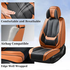 Coverado Universal Seat Covers Full Set, 5 Seats Universal Seat Covers for Cars, Waterproof Nappa Leather Car Seat Covers with Head Pillow, Auto Protectors Fit for Most SUV Pick-up Truck-Black&Brown