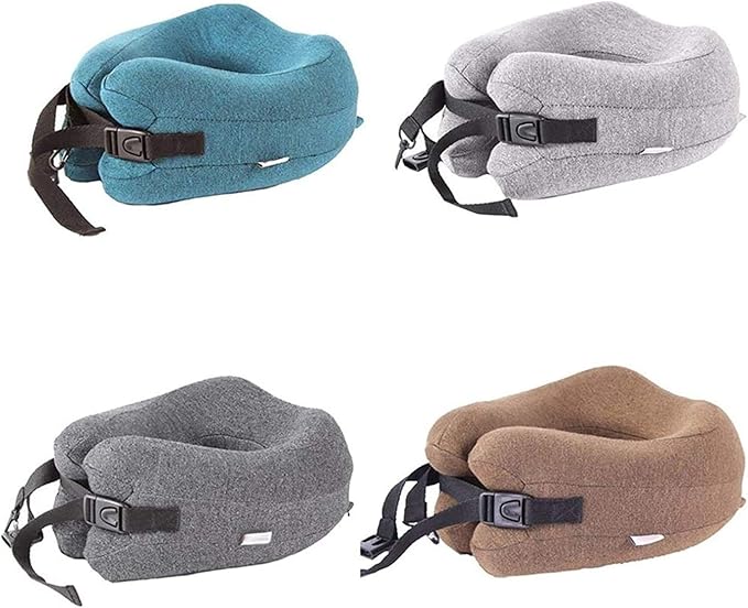 Neck Pillow Sleep Kit - 100% Memory Foam Travel Pillow, Compact Carry Bag, U-Shaped Airplane Car Flight Pillow, Breathable and Comfortable 360-Degree Head Support (Color : Gray)