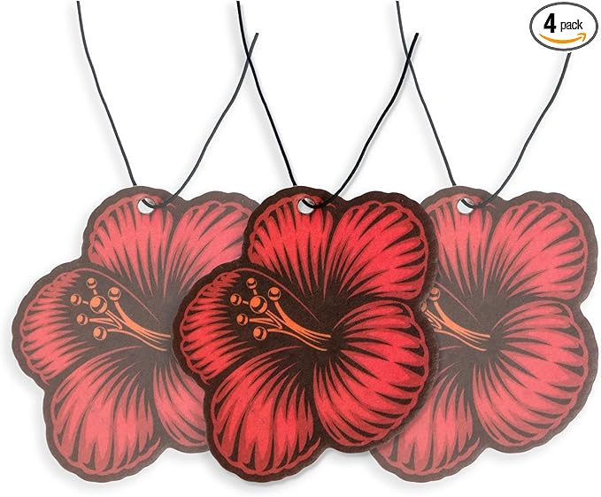 Fresh Fresheners Cute Funny and Aesthetic Car Air Fresheners 4-pack Scented With Premium Oils (Hibiscus Flower)