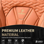 FLORICH Seat Covers, Leather Car Seat Covers Front Seats, Automotive Seat Covers Waterproof Car Seat Cushion Orange Seat Cover Protector Universal Fit for Most Cars Trucks SUVs