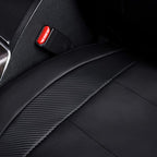 Flying Banner car seat Covers Protects Water Proof Faux Leather Carbon Fiber Front and Rear Bench (Black Black, Full Set - 9PCS)