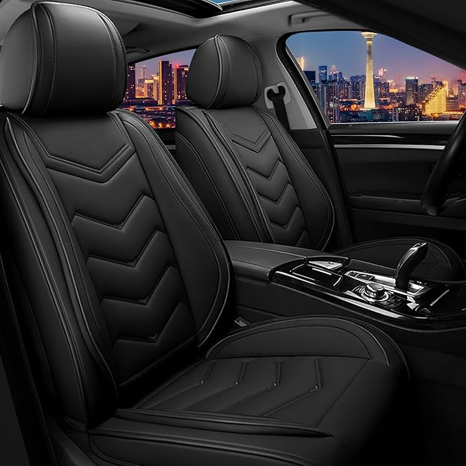 CTDS Car Seat Covers for Toyota Corolla 2000-2026, Stylish Sport Seat Cover, Premium Nappa Leather Car Seat Cover. Automobile Seat Covers Sets.(Standard 2 Seats/Pure Black)