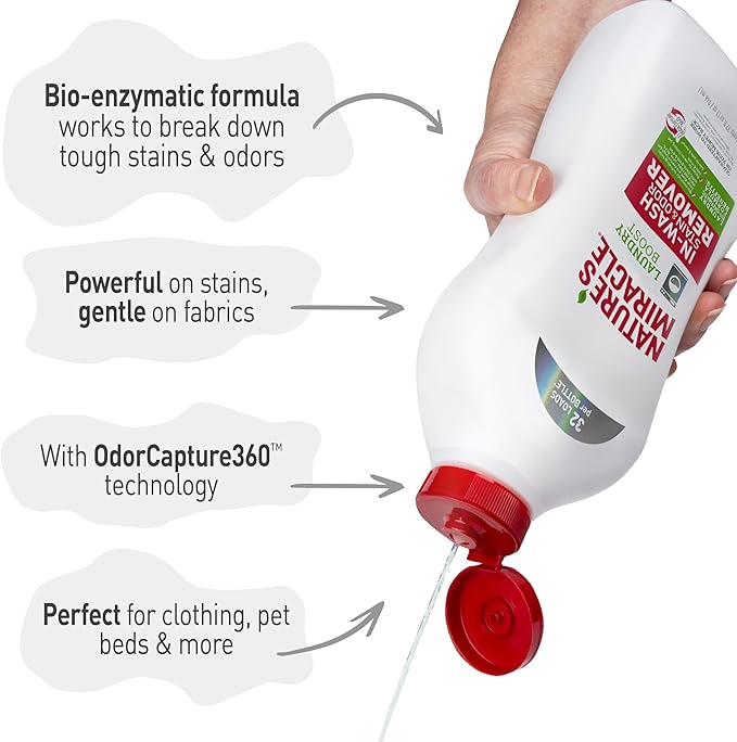 Nature’s Miracle Laundry Boost In-Wash Stain and Odor Remover, 32 Ounces, Laundry Stain and Odor Removing Additive For All Machines