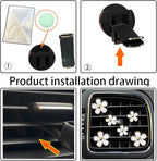 Daisy Air Vent Clips, 6 Pcs Cute Flower Car Air Conditioning Outlet Clip Car Air Freshener Clip Charm Car Interior Decor Charm Colorful Car Interior Accessories for Girls Women (White)