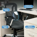 Samsonite Lumbar Support Pillow for Office Chair and Car Seat, Perfectly Balanced Memory Foam, Versatile Use Lower Back Cushion, Black Plush