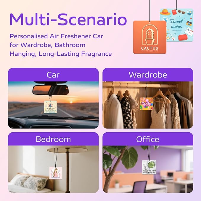 HINFKA 10-1000 Pcs Custom Air Fresheners with Picture – Personalized Double-Sided Photo or Logo Bulk Air Freshener, Customized Gifts for Corporate and Business Branding
