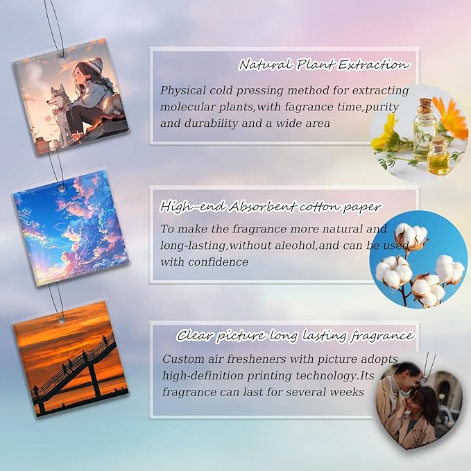 Custom Air Fresheners with Picture-Personalized Air Freshener for Car-Hanging Air Freshener for Wardrobe,Bathroom,Livingroom (Heart 5pcs)