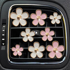 Daisy Air Vent Clips, 4 Pcs Cute Flower Car Air Conditioning Outlet Clip Car Air Freshener Clip Charm Car Inter Decor Accessories for Women (Pink)