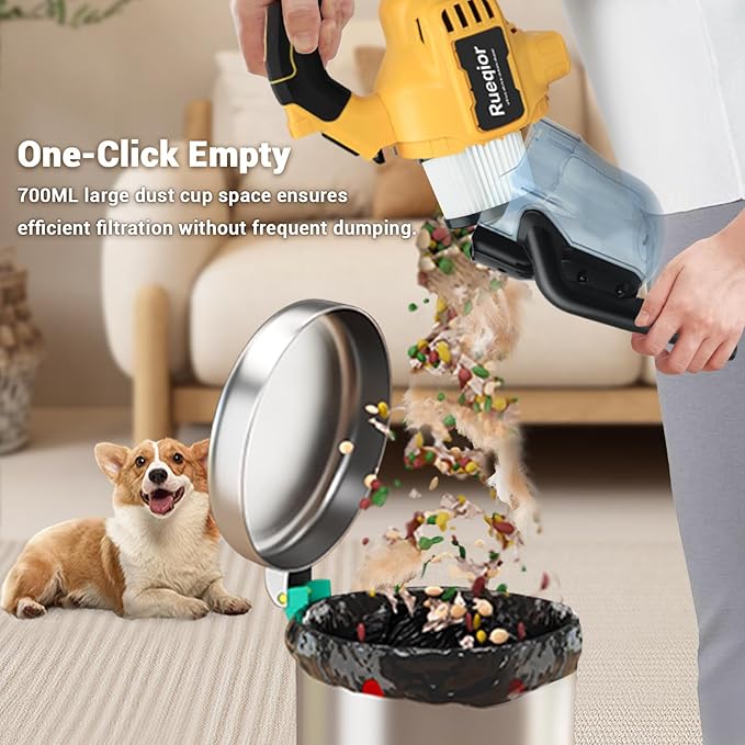 Cordless Vacuum Compatible with DeWalt 20V Battery, 5 in 1 Brushless Vacuum Cleaner with 50KPA 500W Powerful Motor, 50 CFM Portable Hand Vacuum for Home Wood Floor, Carpet, Car (Battery Not Included)