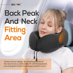 MLVOC Neck Pillow for Traveling, Upgraded 100% Pure Memory Foam Travel Neck Pillow for Airplane Flight Sleep, Breathable & Machine Washable Cover, Travel Kit with 3D Eye Mask, Earplugs & Bag, Black