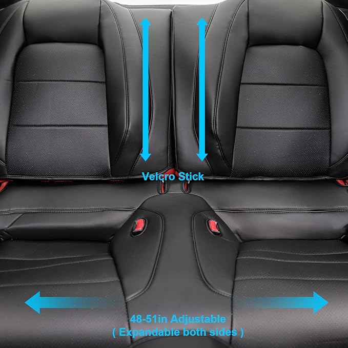 for Ford Mustang Seat Cover Custom Fit Hardtop Coupe 2015-2026 Leather Car Seat Covers Full Set (M-Black)