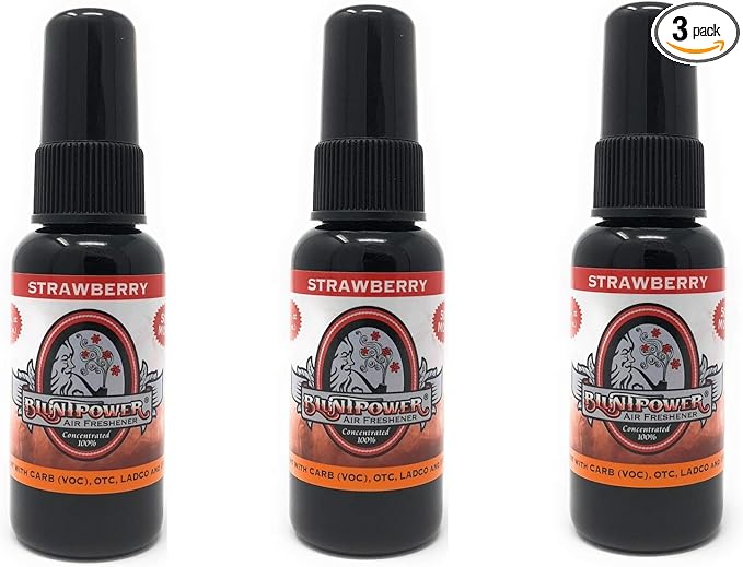 BluntPower Oil Based Concentrated Air Freshener and Oil for Diffuser - Air Freshener Spray for Room, Car, Bathroom - Concentrated Room Deodorizer & Odor Eliminator Spray - Strawberry 1.5oz. (3 Pk)