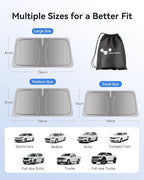 helloleiboo Graphene Car Windshield Sun Shade Car Sun Shade for Windshield with Heat Absorption Coating Foldable Design with UV Protection to Keep Your Car Interior Cooler Silver (Large-61 × 32 in)