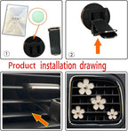 Daisy Air Vent Clips, 4 Pcs Cute Flower Car Air Conditioning Outlet Clip Car Air Freshener Clip Charm Car Inter Decor Accessories for Women (White)