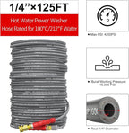 Pressure Washer Hose 125ft, 1/4 Inch Kink Resistant 4200PSI Power Washer Extension Hose, Flexible Heavy Duty Replacement Hose, Compatible with M22 14mm Fittings, High Tensile Wire Braid