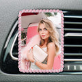 Custom Rhinestone Car Vent Clip Air Freshener with Photo – Personalized Acrylic Picture Frame for Car Interior Decoration Accessories, Rectangular Shape (Pink, One Size)