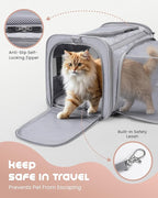 MIDOG Cat Carrier Soft for Small to Medium-Sized Cats,Up to 25 Lbs, TSA Airline Approved Soft Sided Pet Carrier,Collapsible Travel Cat Carry Bag(Grey)