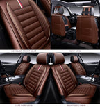 OASIS AUTO Car Seat Covers Front Seats Premium Waterproof Faux Leather Cushion Universal Accessories Fit SUV Truck Sedan Automotive Vehicle Auto Interior Protector (OS-001 Brown)