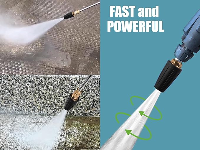 4000 PSI Turbo Nozzle Pressure Washer Pressure Washer Tips 1/4" Quick Connect with 7 Power Washer Nozzle Tips Kit Multiple Degrees (0, 15, 25, 40, 65, Rinse1, Soap2) for Car Concrete Brick