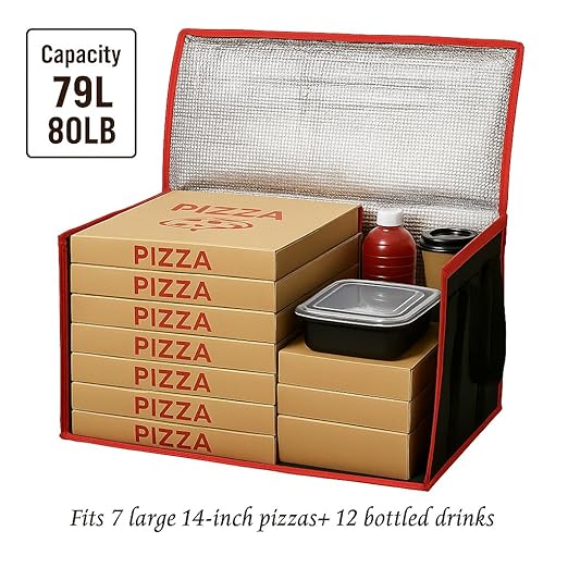 Bodaon 10-Pack Insulated Food Delivery Bag, XXXL Catering/Pizza Cooler Bags, Rideshare Delivery Bag, Thermal Cold/Hot Styrofoam Carrier for Car/Travel/Shopping/Doordash, Warmer/Frozen