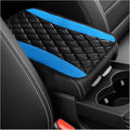 Car Center Console Cushion Pad, Universal Leather Waterproof Armrest Seat Box Cover, Comfortable Auto Armrest Cover Protector, Car Interior Decor Accessories for Most Vehicles (Black & Blue)