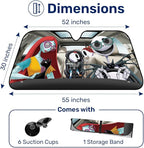 GENANY Horror Nightmare Skellington Windshield Sun Shade for Car SUV Truck (55x30 inches), Sun Shade Windshield, Shades for Front Windows, Protector Blocks UV, Car Decor