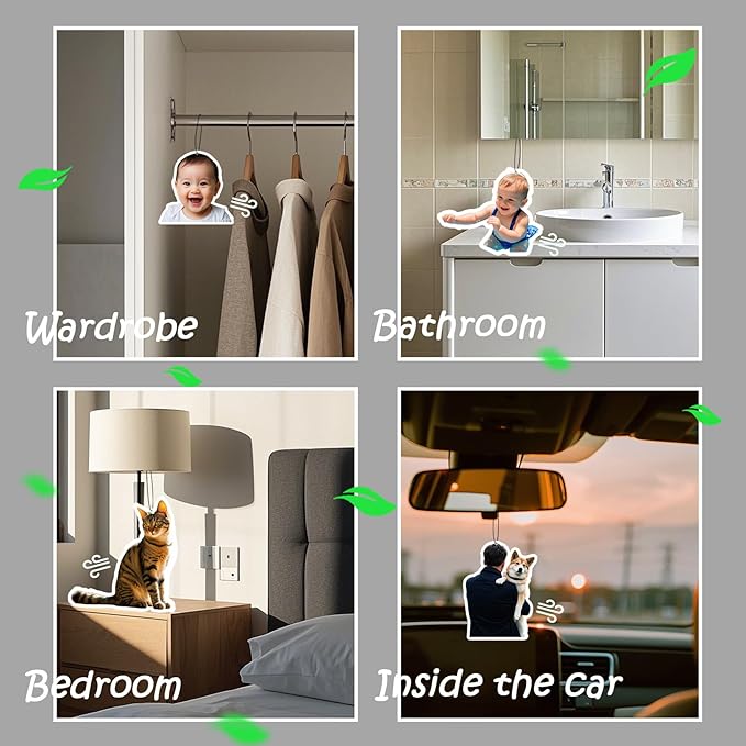 5pcs Custom Air Fresheners with Picture,Personalized Double Sided Photo Air Freshener for Car with Scents Freshener, Customized Face Air Freshener Car Wardrobe Bathroom Hanging Ornaments