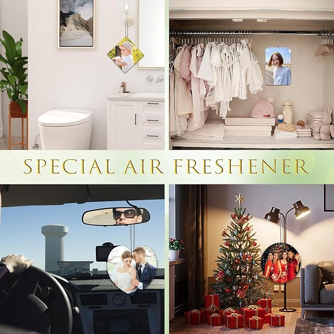 Bulk 10-100Pcs custom air fresheners with Picture Logo, Double-Sided Personalized Car Air Freshener Bulk for Rear View Mirror, Unique Gift for Car Owners