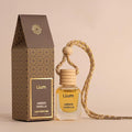 Llum Amber Vanilla Hanging Car Air Freshener – Luxury Automotive Perfume Diffuser 10ml (0.34 fl oz), Long-Lasting Fragrance, Alcohol-Free Non-Toxic Car Scent, Glass Bottle With Wood Cap & AC Vent Clip