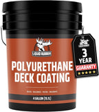 Liquid Rubber Polyurethane Deck Coating – 10X Stronger Than Traditional Deck Paint & Deck Stain – Flexible, Waterproof Sealant for Wood, Concrete & Plywood – Textured Finish – White – 4 Gallon