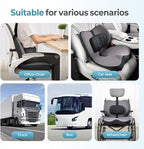 FLORICH 2 in1 Truck Seat Cushion and Lumbar Support Pillow Memory Foam Car Seat Cushion with Adjustable Strap for Truck Driver Long Drives, Fits Semi Truck Seat,Car,Office&Gaming Chair(Black)
