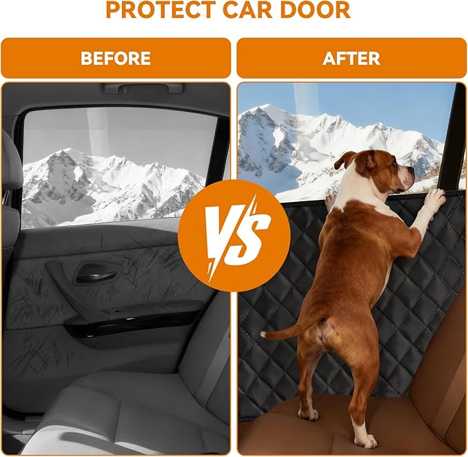 Dog Car Door Protector, 2 Pack Waterproof Scratchproof Nonslip Durable Protector, Thickened Door Panel Covers, Protects Doors from Dog Scratching Fit for Car/SUV/Truck (Black, XL)