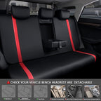 CAR PASS Universal Leather Car Seat Covers Full Set, Waterproof wear Durable Faux Leather Seat Covers 5 Seats Protector, Rear with Zipper, Airbag, Fit for SUV Pick-up Truck Vehicle Auto Black and Red