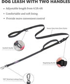 Hotsky Heavy Duty Dog Leash with Two Padded Handles,4.5-6 FT Adjustable Nylon Seatbelt Dog Leash with Traffic Handle and Carabiner for Large Medium and Small Breed Dogs that Pull,Black