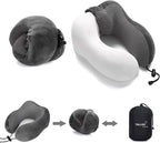 TALLGO Travel Pillow, Best Memory Foam Neck Pillow Head Support Soft Pillow for Sleeping Rest, Airplane Car & Home Use (Grey)