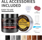 Leather Recoloring Balm with 100ml Mink Oil, Dark Gray Leather Repair Kit and Scratch Remover for Furniture, Car Seats, Sofas, Dye & Restorer for Couches, Vinyl, PU, Faux