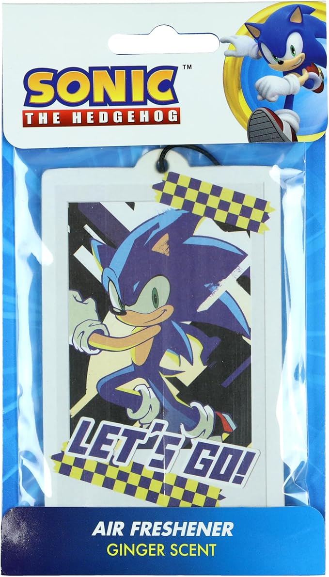 Sonic The Hedgehog Let's Go Cardboard Hanging Air Freshener for Auto or Home-Ginger Scent