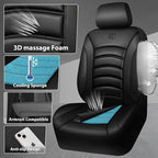 CAR PASS 3D Foam PU Leather Car Seat Covers, Universal Seat Covers Full Sets for Trucks SUV Sedan Automotive Seat Covers Armrest Airbag Compatible Waterproof Comfortable Faux Nappa Leather Pure Black